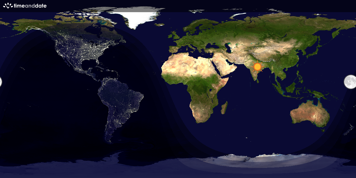 Verdenskart som viser dag og natt 