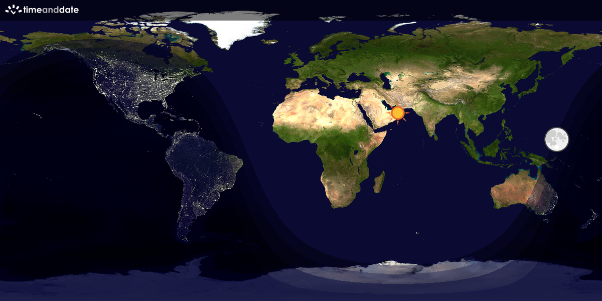 Verdenskart som viser dag og natt 