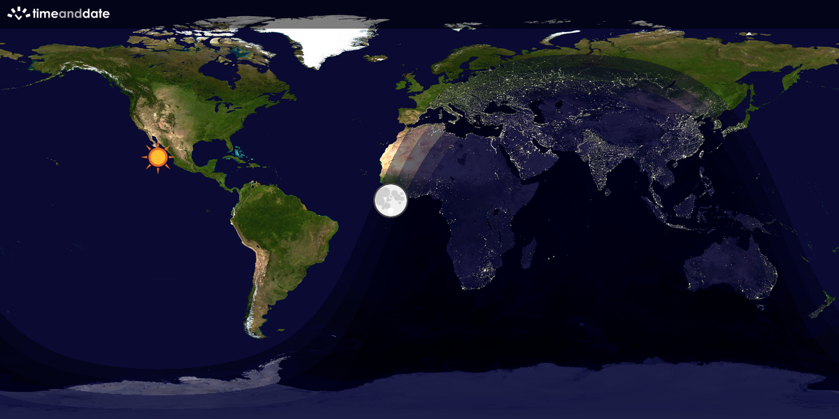 Verdenskart som viser dag og natt 