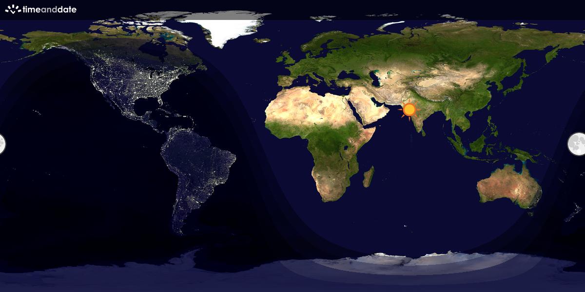 Verdenskart som viser dag og natt 