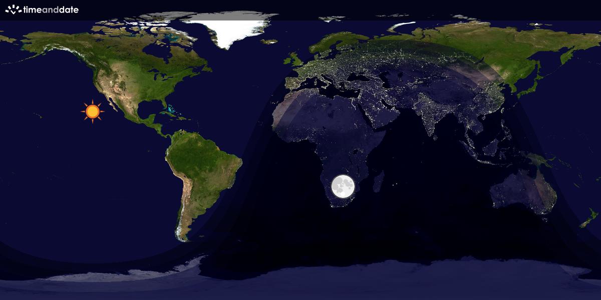 Verdenskart som viser dag og natt 