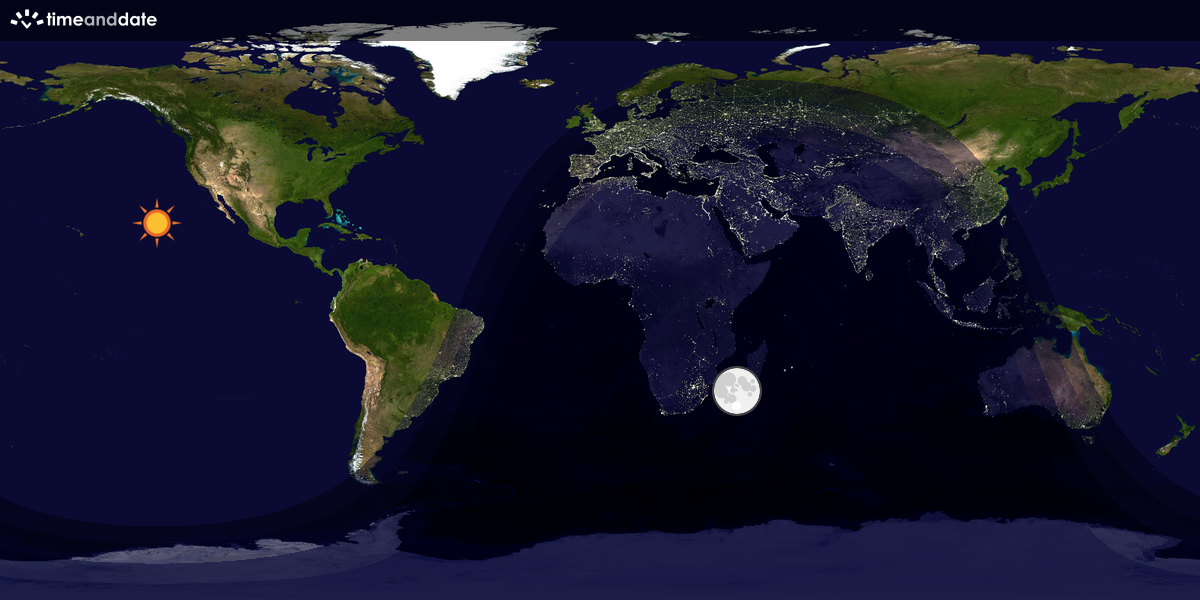 Verdenskart som viser dag og natt 