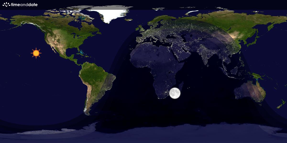 Verdenskart som viser dag og natt 