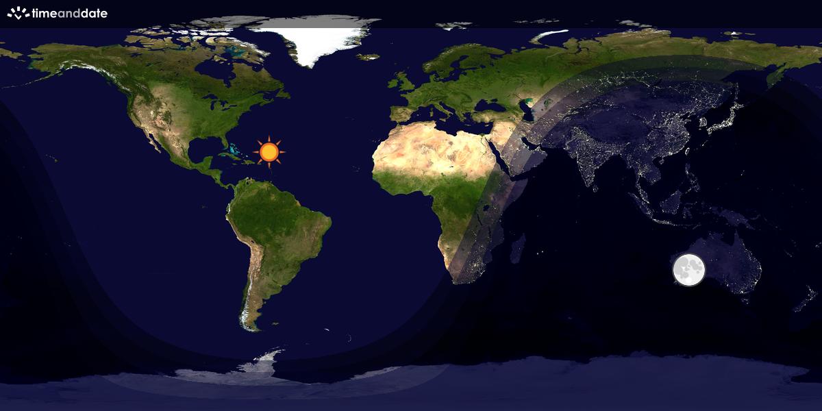 Verdenskart som viser dag og natt 