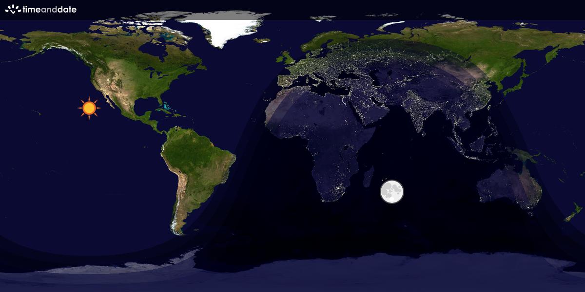 Verdenskart som viser dag og natt 