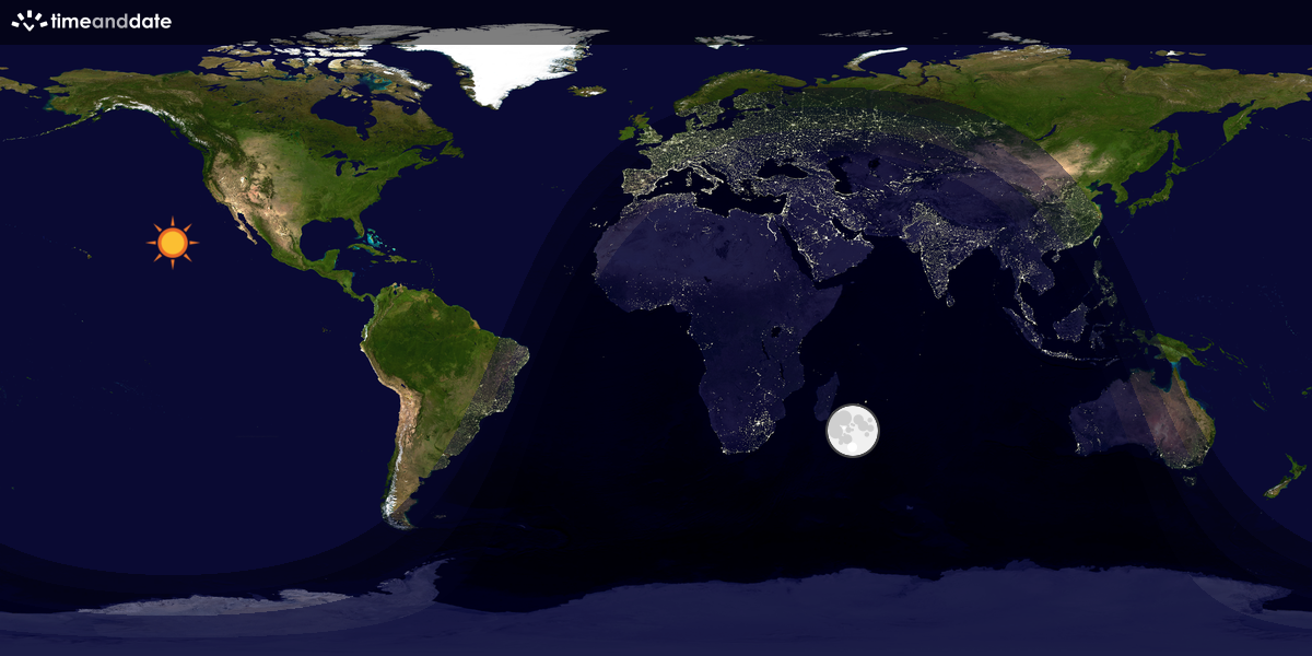 Verdenskart som viser dag og natt 