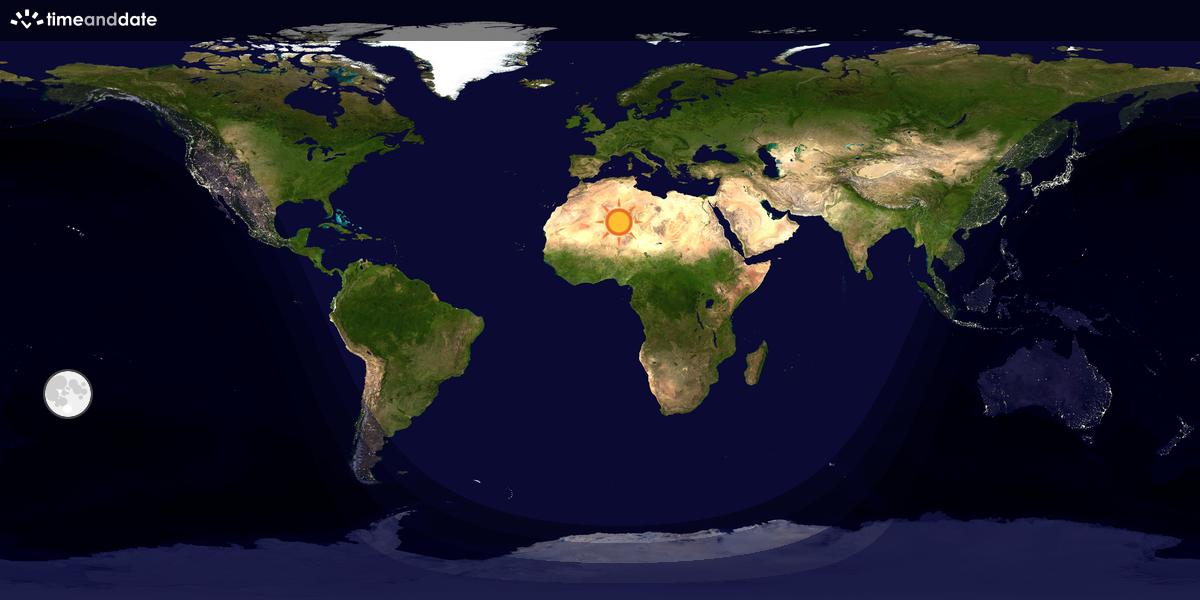 Verdenskart som viser dag og natt 
