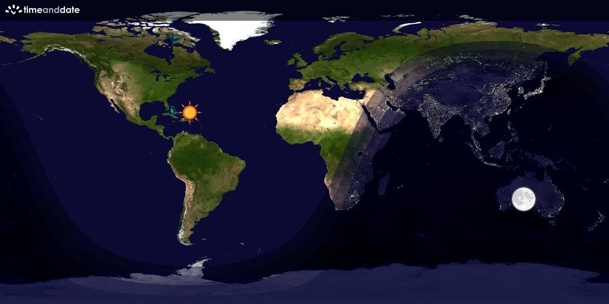 Verdenskart som viser dag og natt 