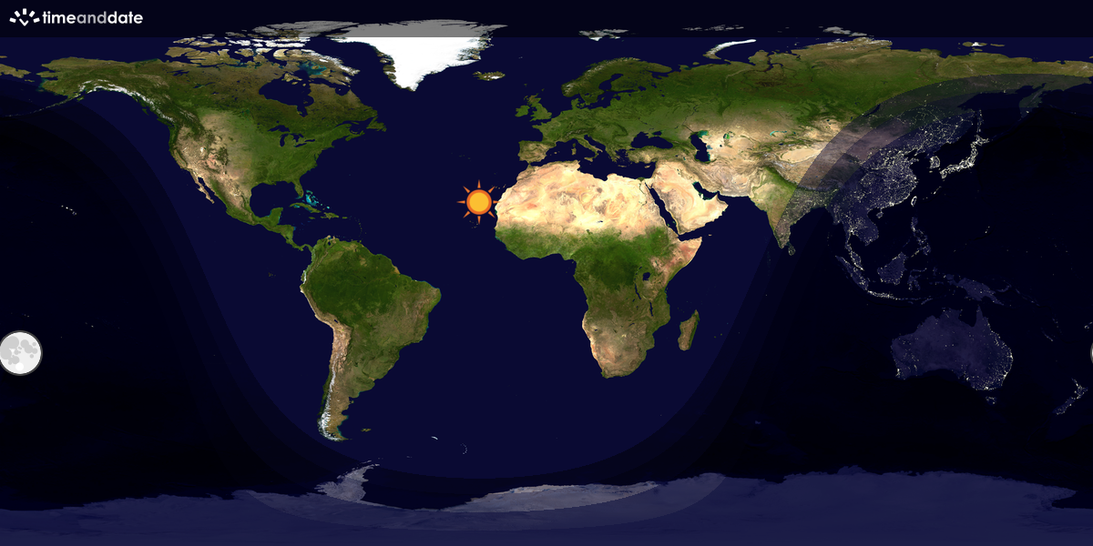 Verdenskart som viser dag og natt 