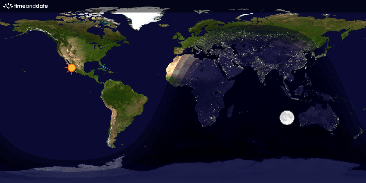 Verdenskart som viser dag og natt 