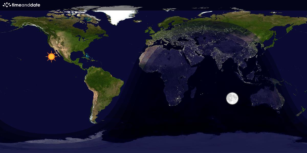 Verdenskart som viser dag og natt 