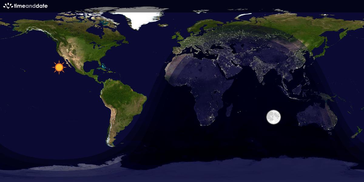 Verdenskart som viser dag og natt 