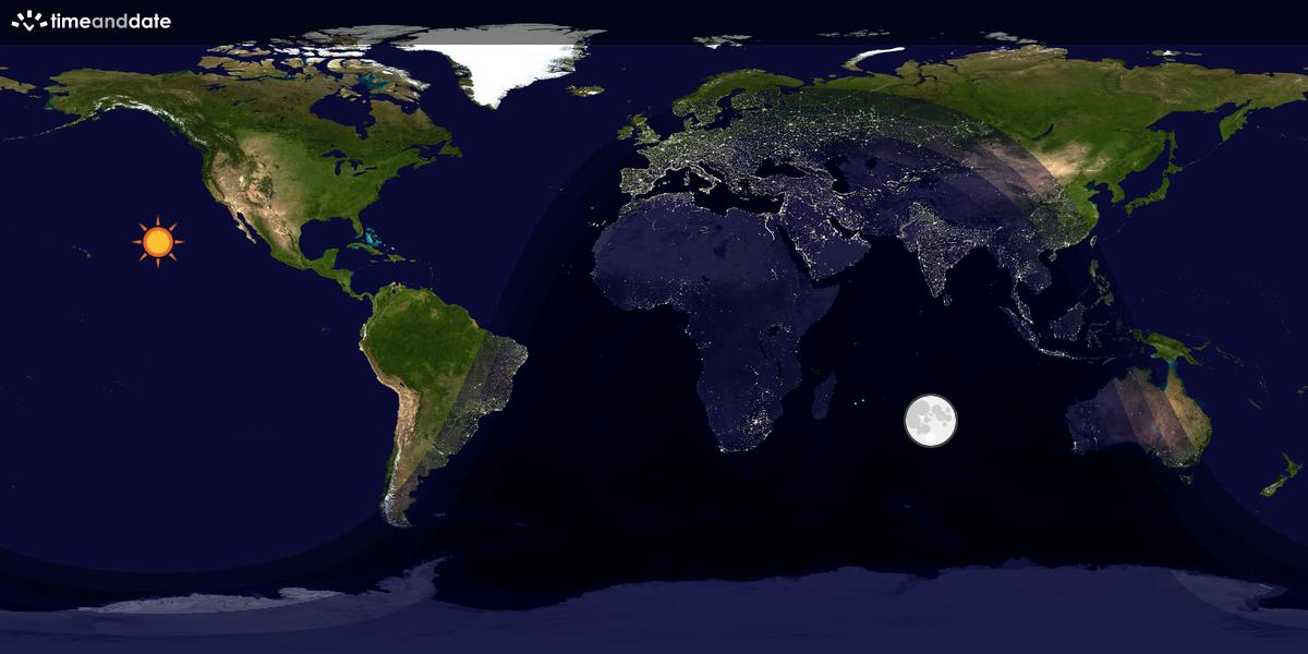 Verdenskart som viser dag og natt 