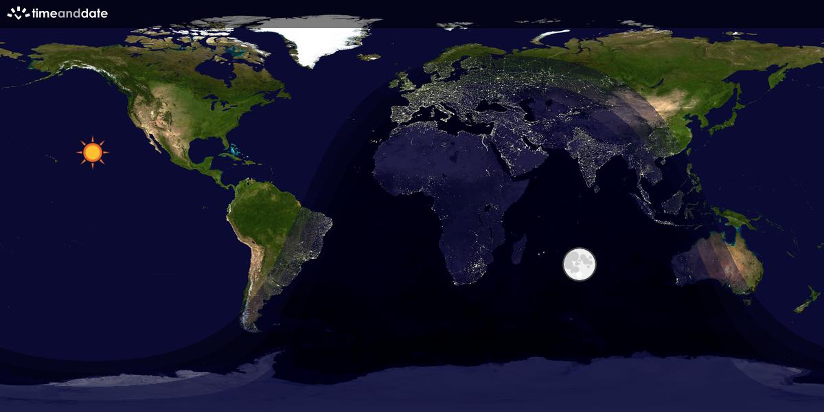 Verdenskart som viser dag og natt 