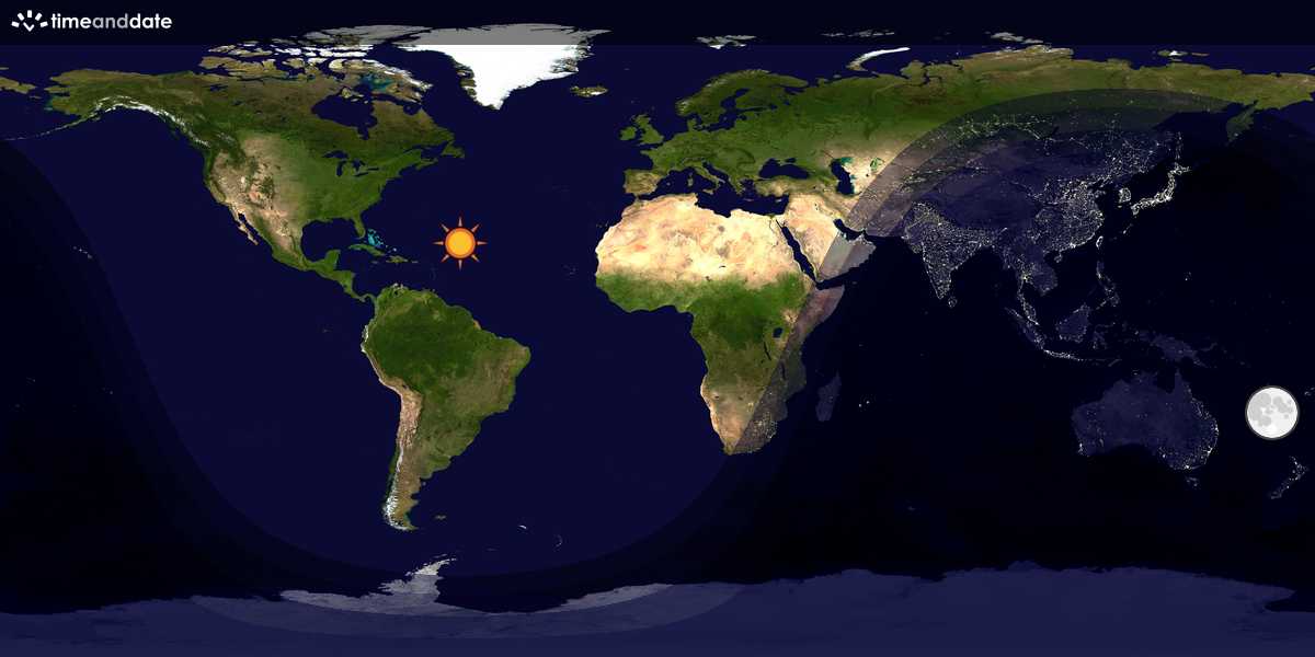 Verdenskart som viser dag og natt 