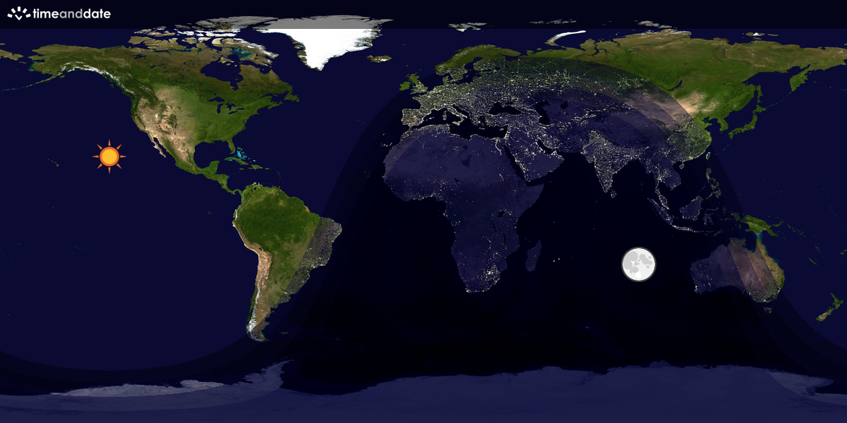 Verdenskart som viser dag og natt 