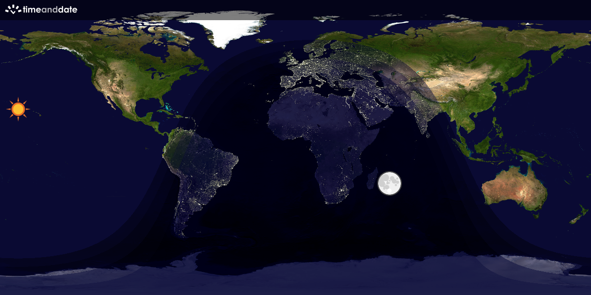 Verdenskart som viser dag og natt 