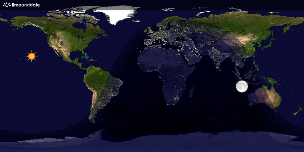 Verdenskart som viser dag og natt 
