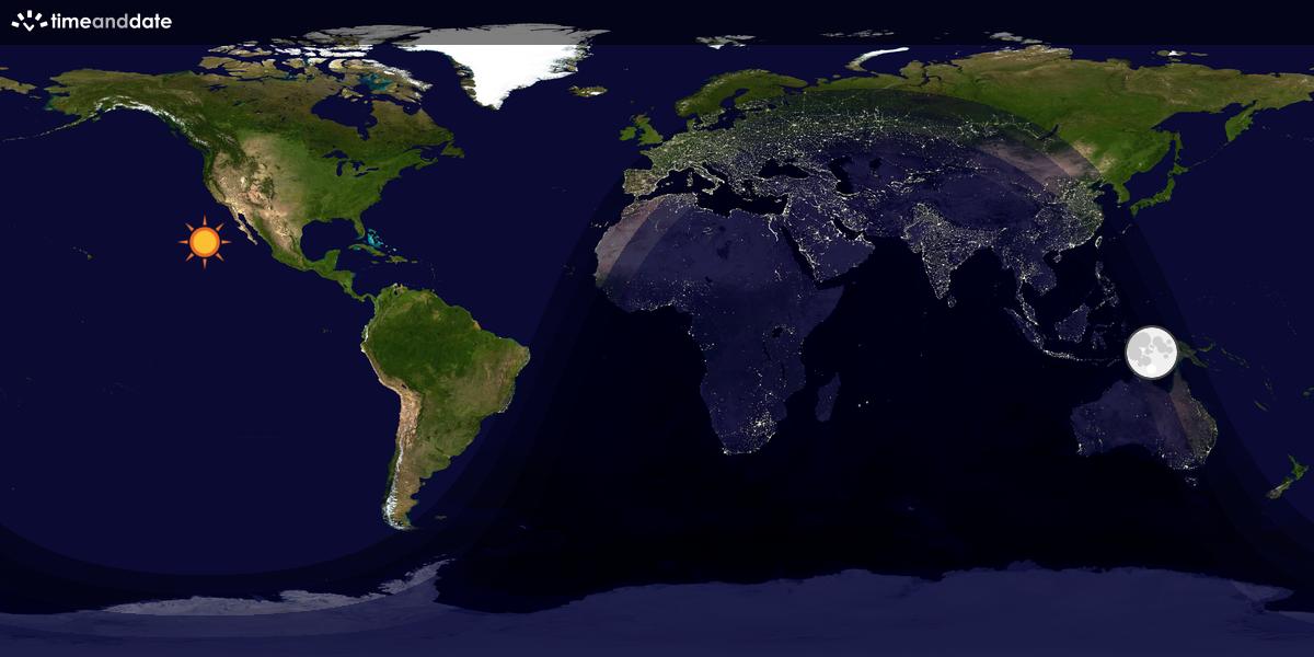 Verdenskart som viser dag og natt 