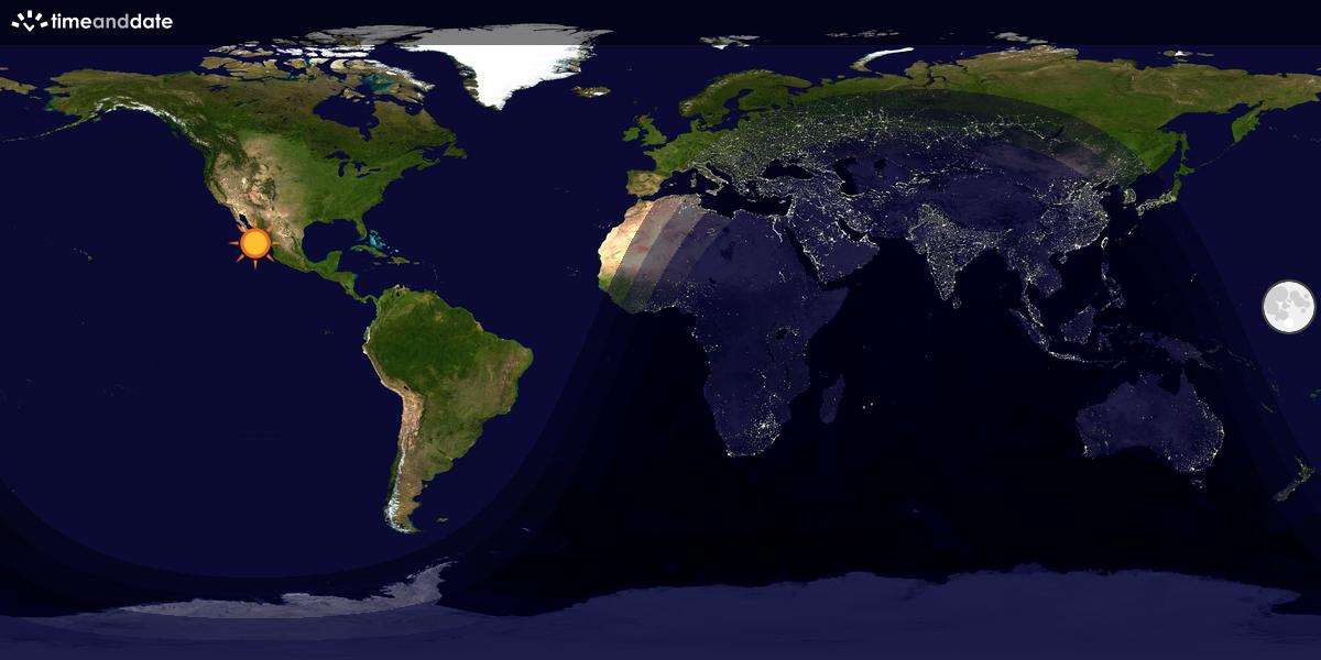 Verdenskart som viser dag og natt 