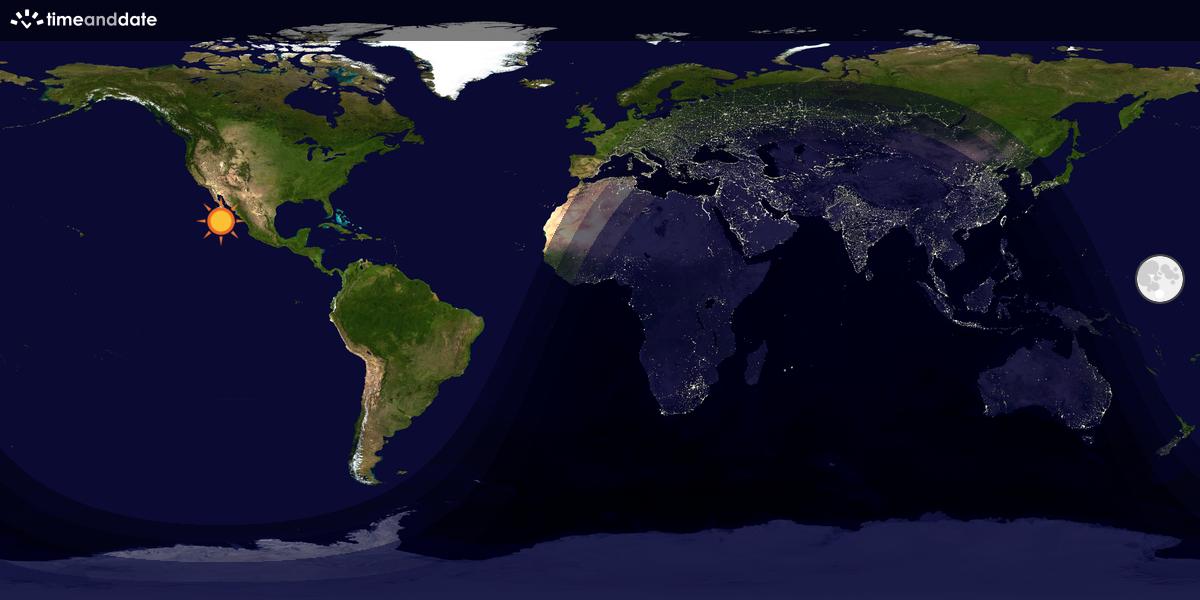 Verdenskart som viser dag og natt 