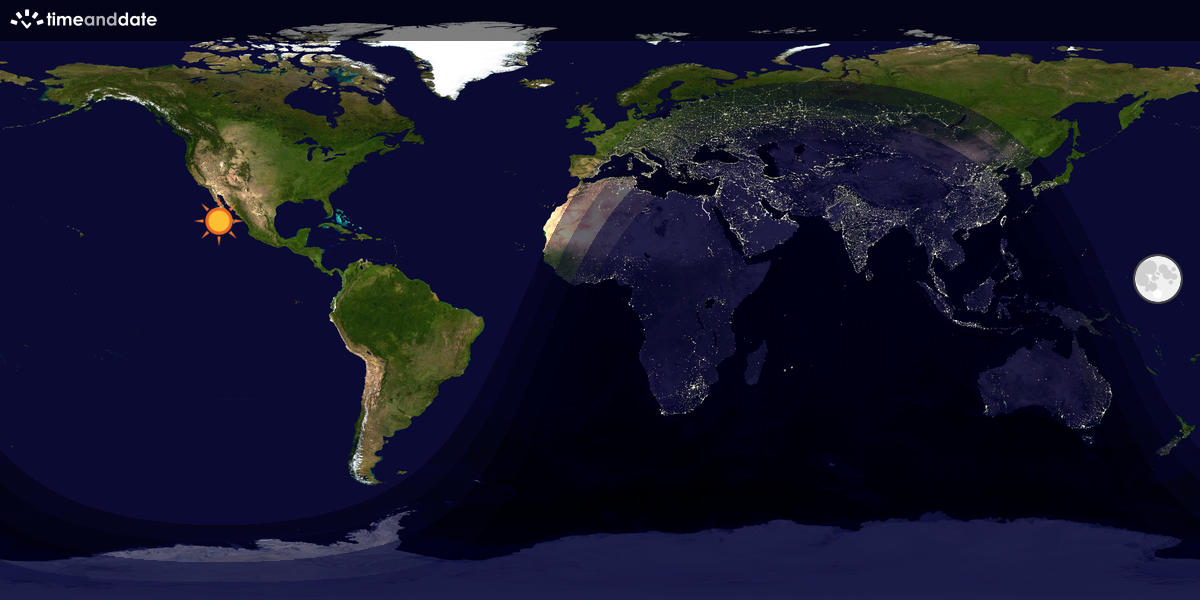 Verdenskart som viser dag og natt 