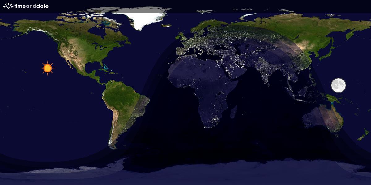 Verdenskart som viser dag og natt 