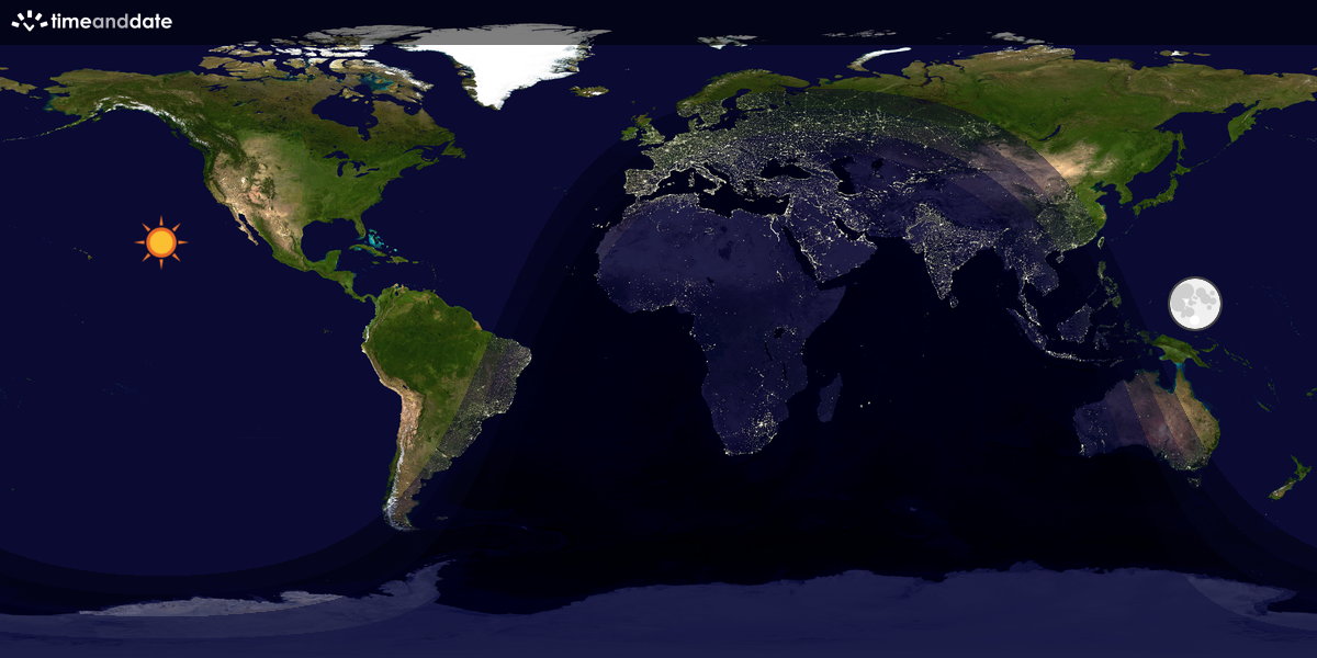 Verdenskart som viser dag og natt 