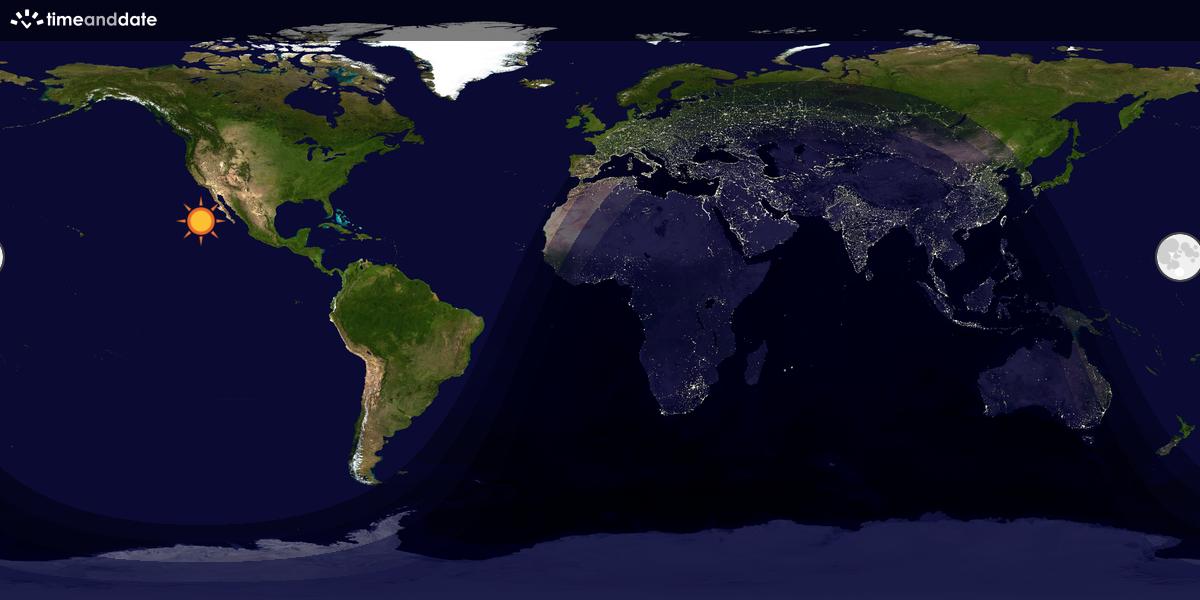 Verdenskart som viser dag og natt 