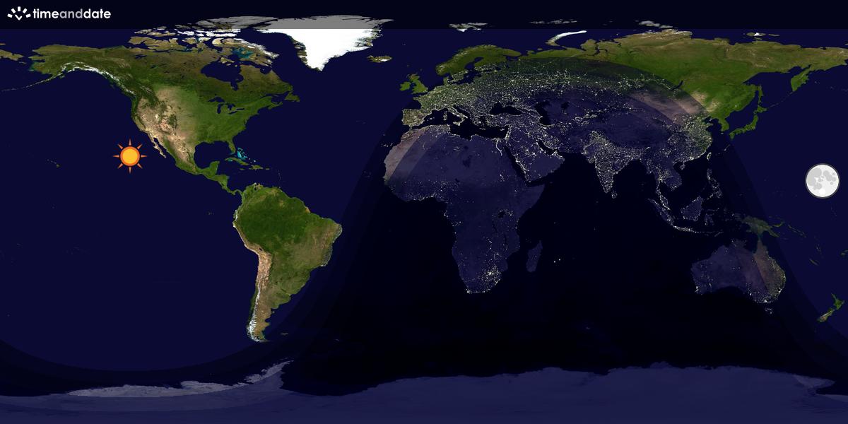 Verdenskart som viser dag og natt 