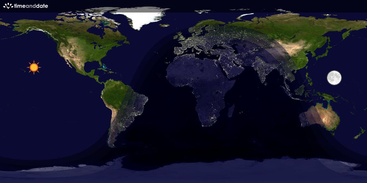 Verdenskart som viser dag og natt 