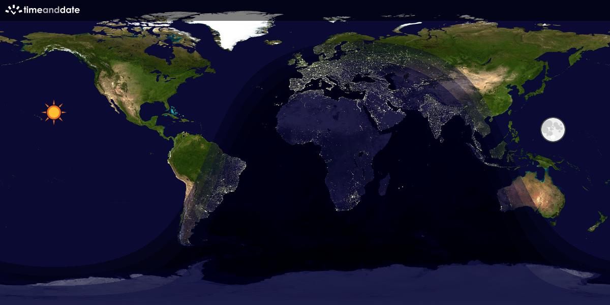 Verdenskart som viser dag og natt 