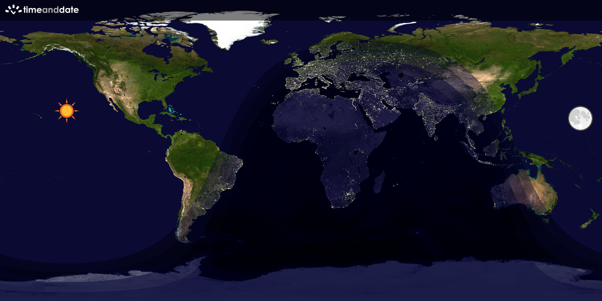Verdenskart som viser dag og natt 
