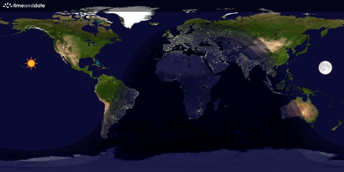 Verdenskart som viser dag og natt 