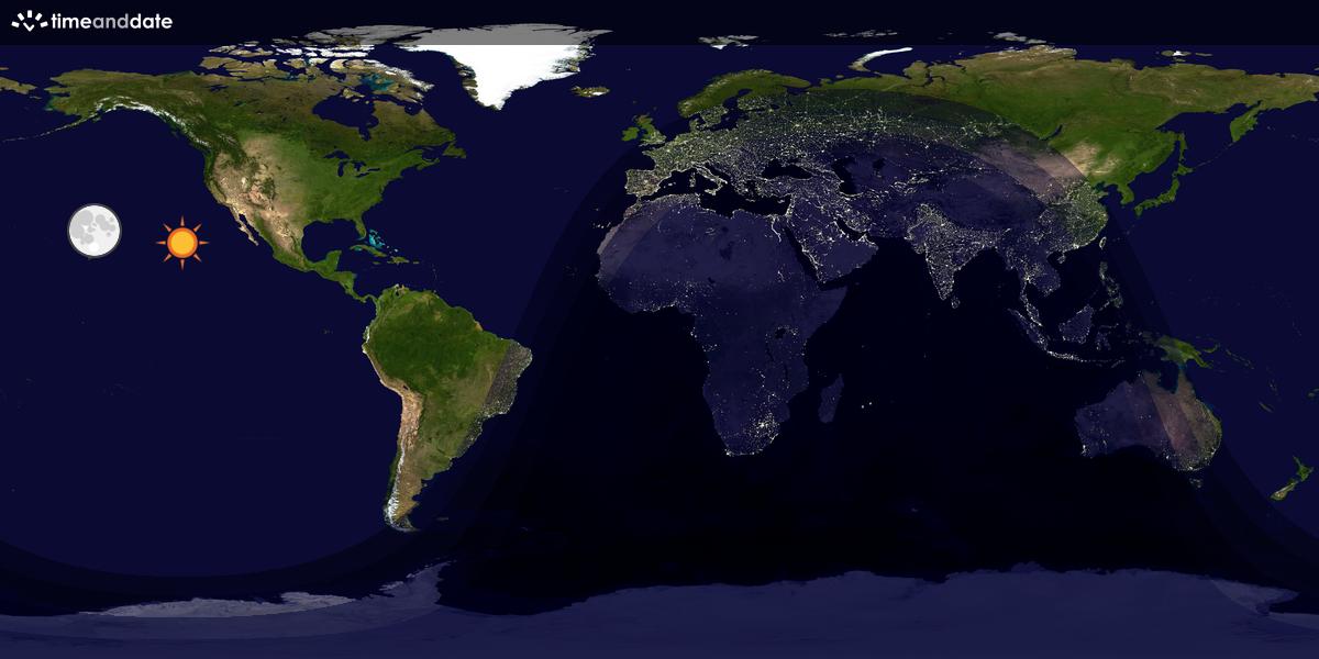 Verdenskart som viser dag og natt 