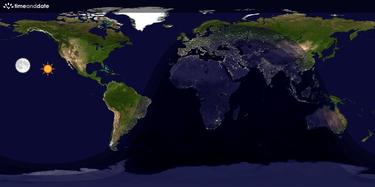 Verdenskart som viser dag og natt 