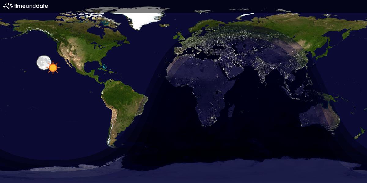 Verdenskart som viser dag og natt 