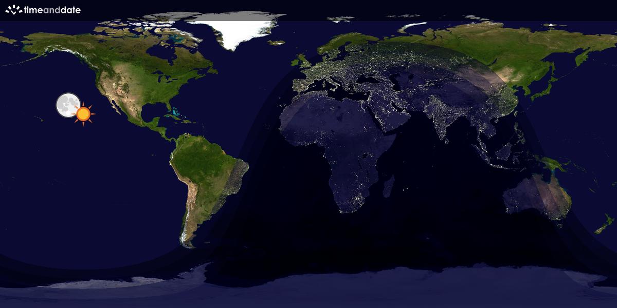 Verdenskart som viser dag og natt 