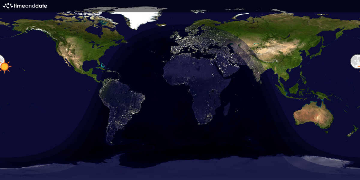 Verdenskart som viser dag og natt 