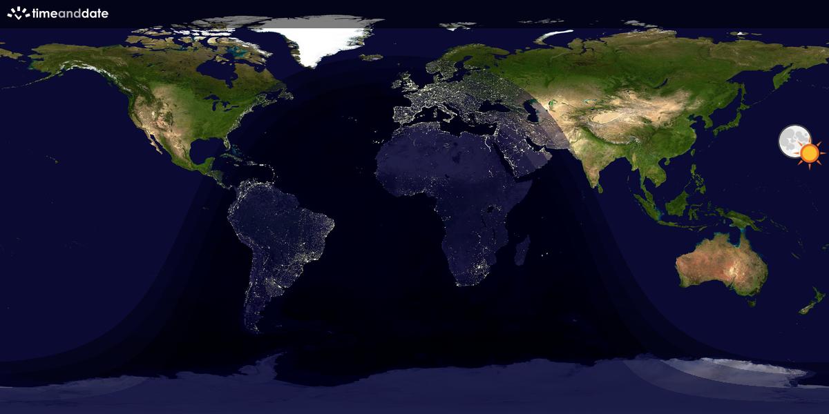 Verdenskart som viser dag og natt 