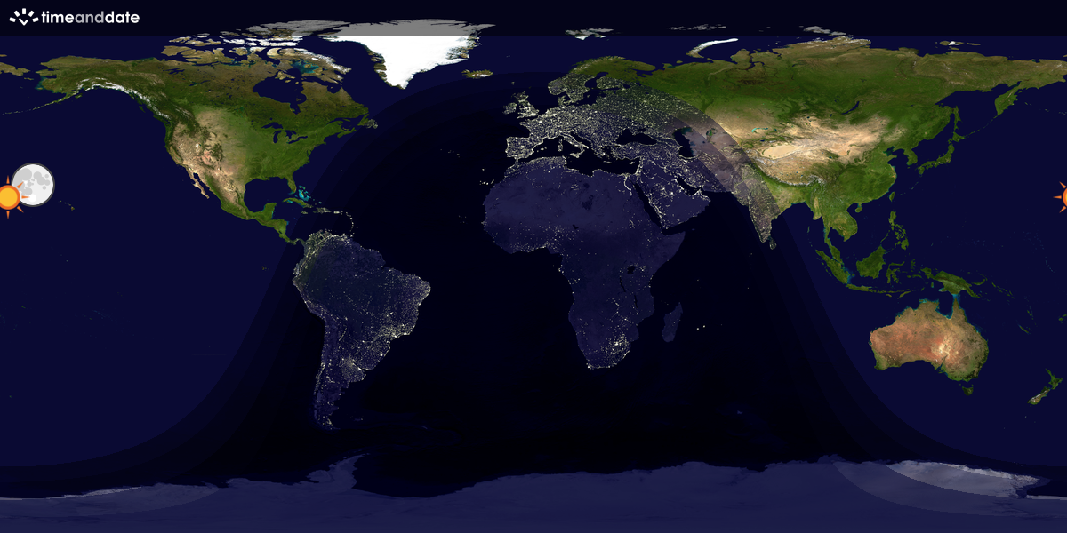 Verdenskart som viser dag og natt 