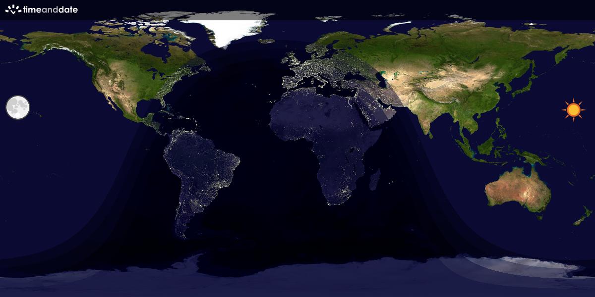 Verdenskart som viser dag og natt 