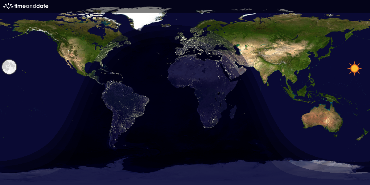 Verdenskart som viser dag og natt 