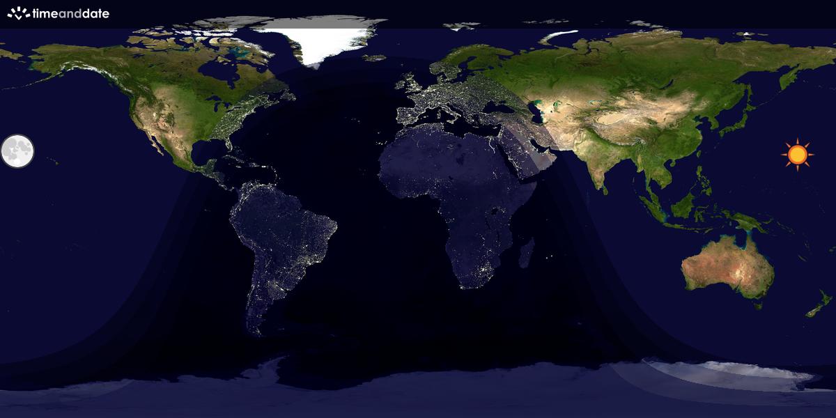 Verdenskart som viser dag og natt 