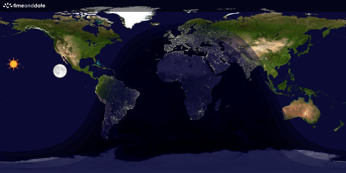 Verdenskart som viser dag og natt 
