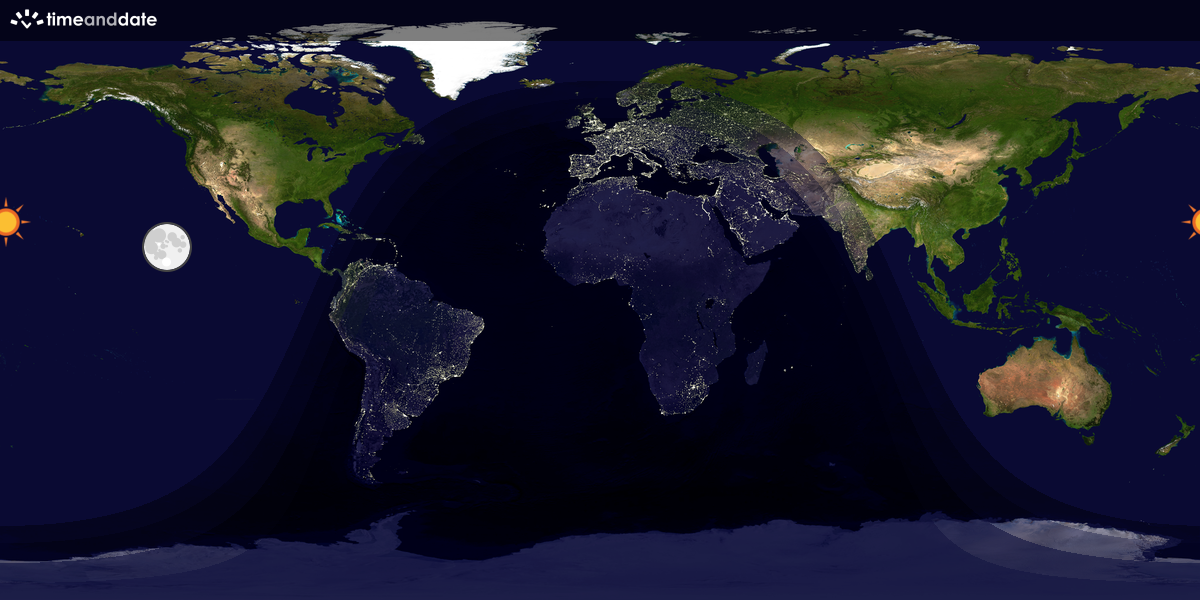 Verdenskart som viser dag og natt 