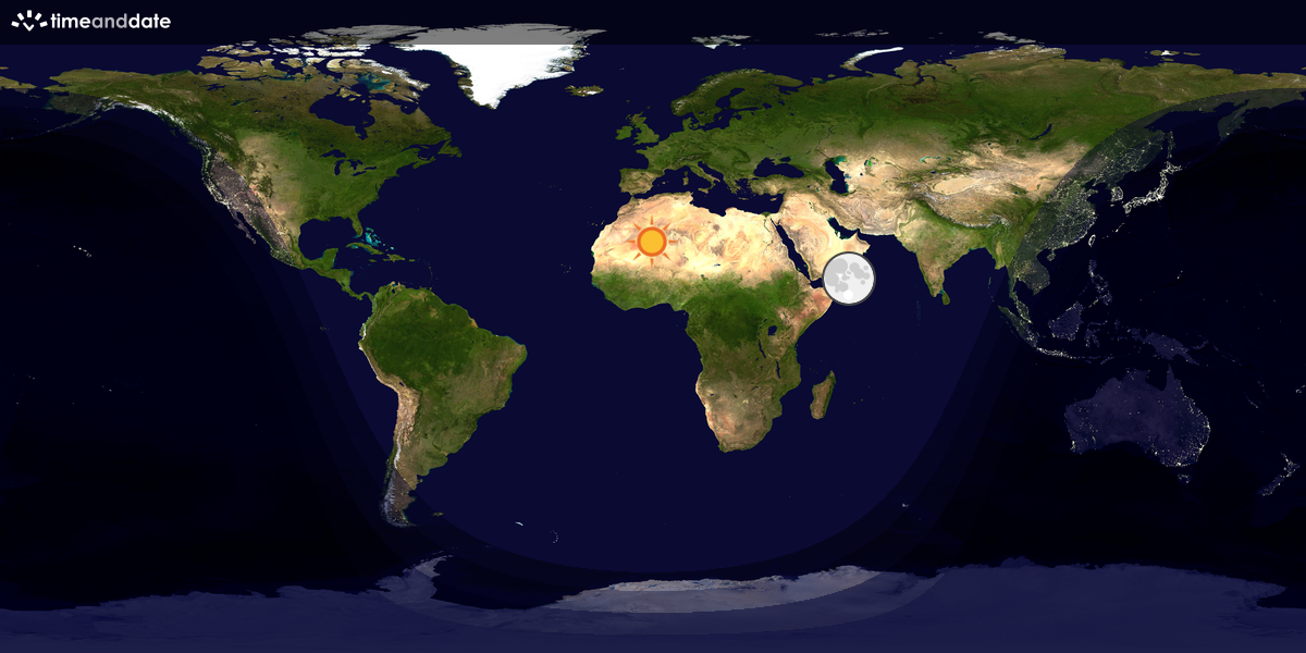 Verdenskart som viser dag og natt 