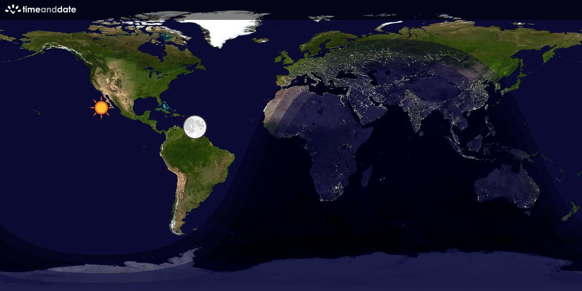 Verdenskart som viser dag og natt 
