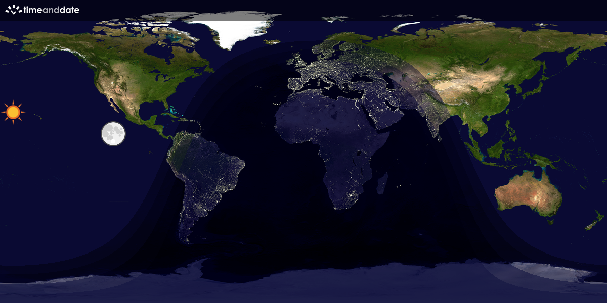 Verdenskart som viser dag og natt 