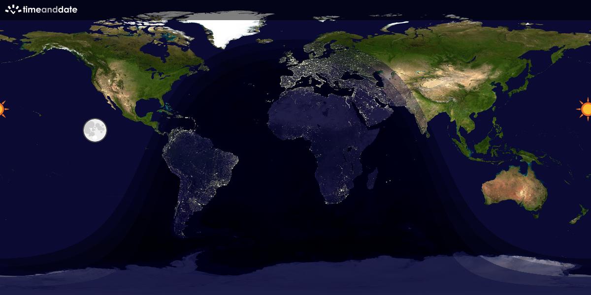 Verdenskart som viser dag og natt 